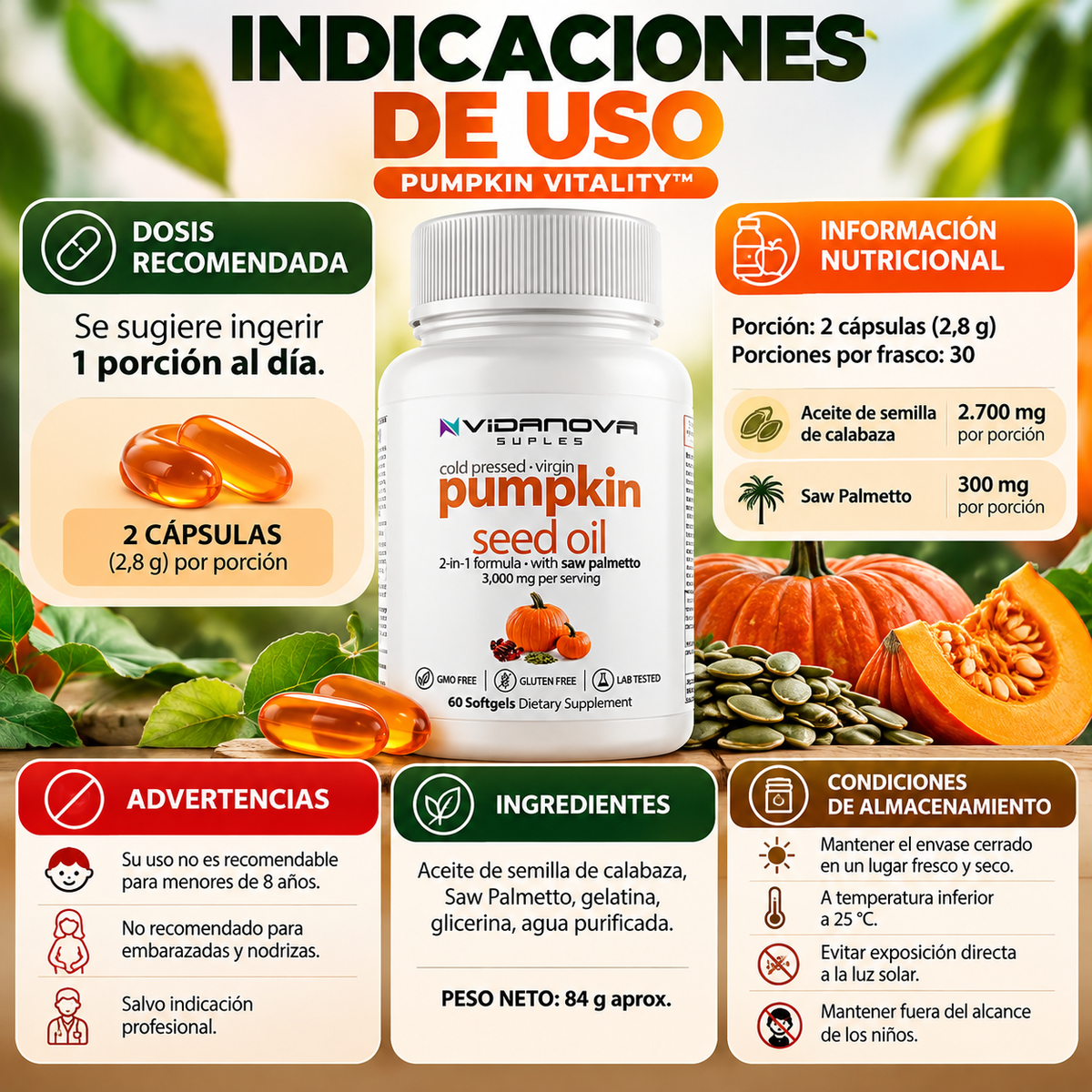 Pumpkin™ | Aceite de Semilla de Calabaza + Saw Palmetto 60 Cap