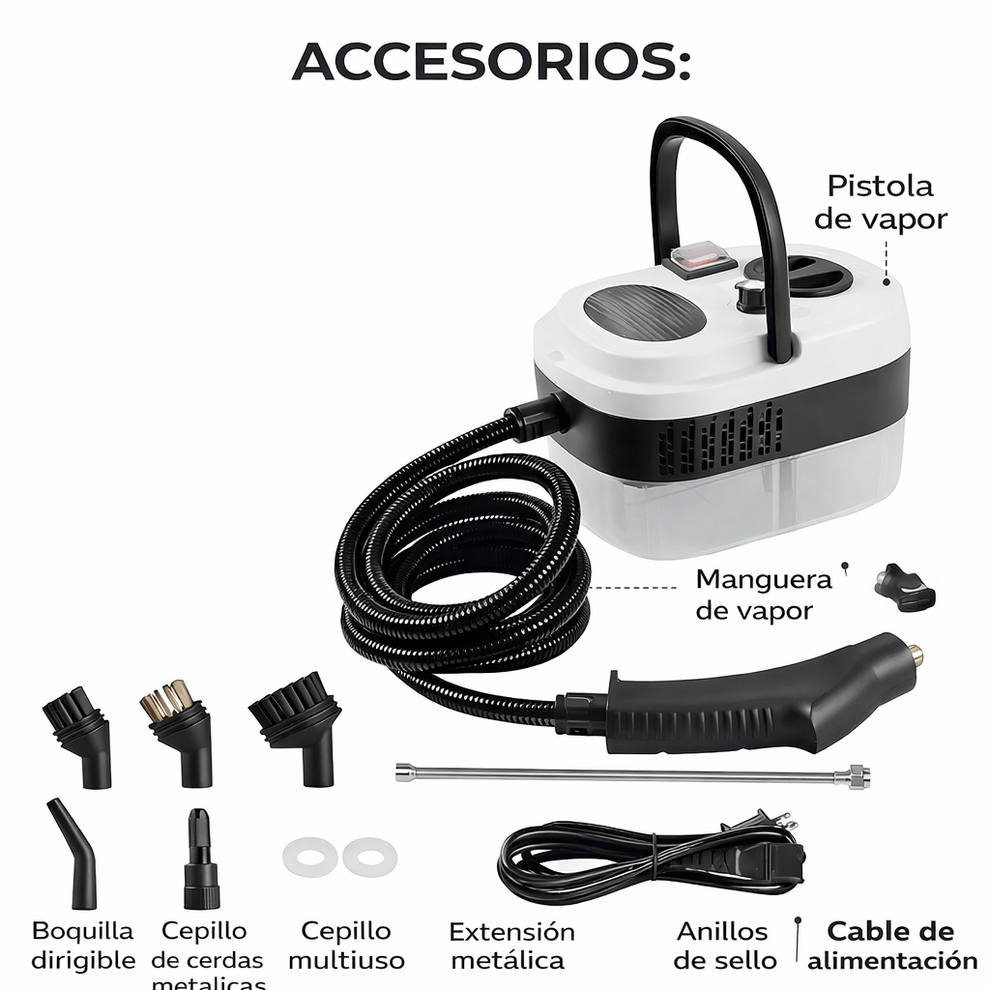VaporMax Pro™ - Limpiador a Vapor Multifunción 2500W
