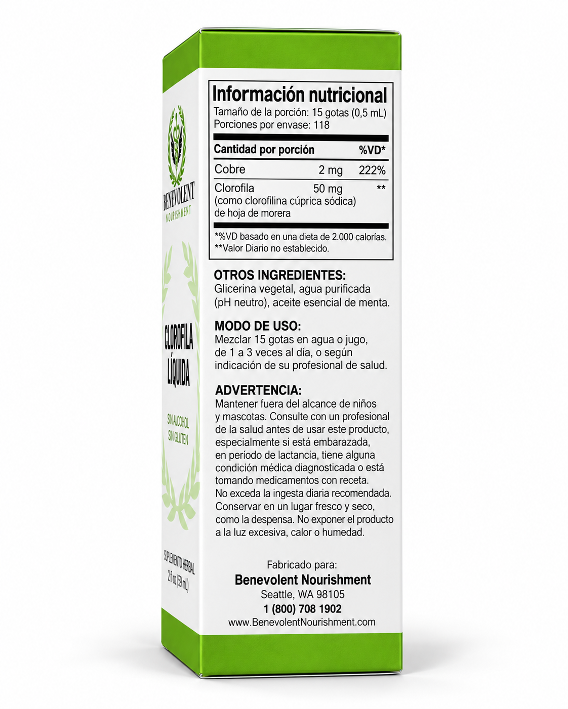 Benevolent™ – Clorofila Líquida Premium 60 ml